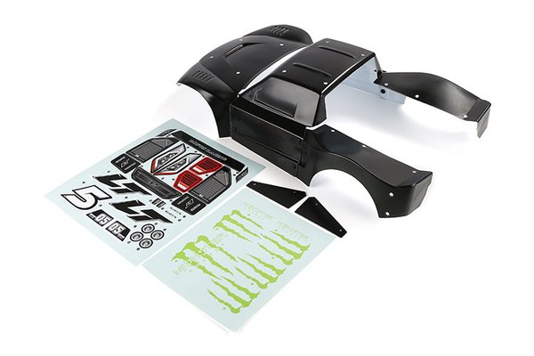 Losi 5ive-T / Rovan LT Karosserie-Kit schwarz - Lack aus PVC-Material inkl. Aufkleberset